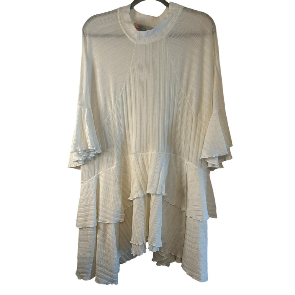 FP Beach Ivory Sweet Rose Ribbed Ruffle Tunic - Size S - Picture 4 of 11